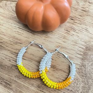 Handmade Native American Beaded Hoop Earrings